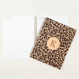 Chic Animal Print Brown Muster Monogram Planer