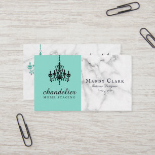 Chic Antique Black Chandelier Marble Business Card Visitenkarte