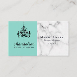 Chic Antique Black Chandelier Marble Business Card Visitenkarte