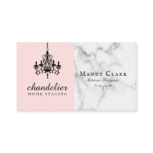 Chic Antique Black Chandelier Marble Business Card