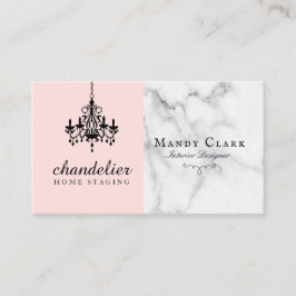 Chic Antique Black Chandelier Marble Business Card Visitenkarte