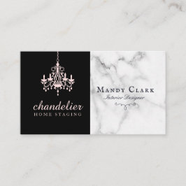 Chic Antique Pink Kronleuchter Marmorkarte Visiten Visitenkarte