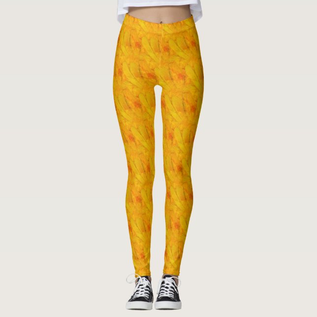Chic Apricot Crush abstraktes Floraldesign Leggings (Vorderseite)