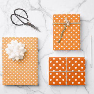 Chic Apricot Peach Orange Polka Dots Muster Geschenkpapier Set
