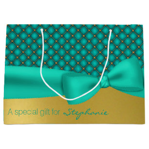 Chic Aqua and Gold Muster Custom Gift Bag Große Geschenktüte