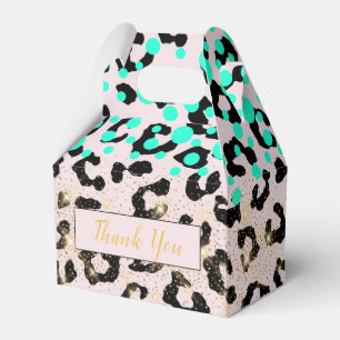 Chic Aqua Animal Print Gold Dust Gastgeschenk Box Geschenkschachtel