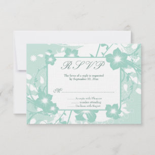 Chic aqua aquamarin florale Wirbel Hochzeit rsvp A Karte