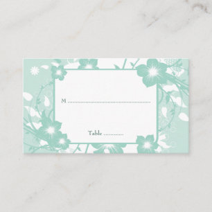 Chic aqua aquamarine florale Wirbel Hochzeit Platz Platzkarte