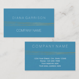 Chic Aqua Blau Gold Elegant Abstrakt Visitenkarte