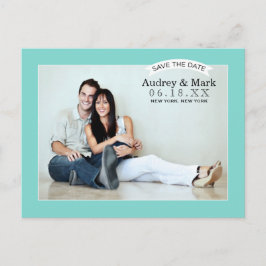 Chic Aqua Blue Wedding Foto Save the Date Ankündigungspostkarte
