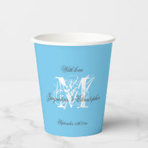 Chic Aqua Blue Wedding Monogram Initial + Namen