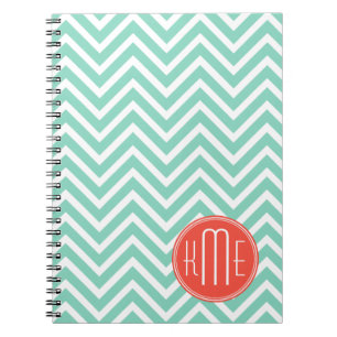 Chic-Aqua-Grün-Zickzack und orange Notizblock