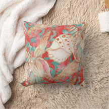 Chic Aqua Türkis Coral Red Seashells Muster