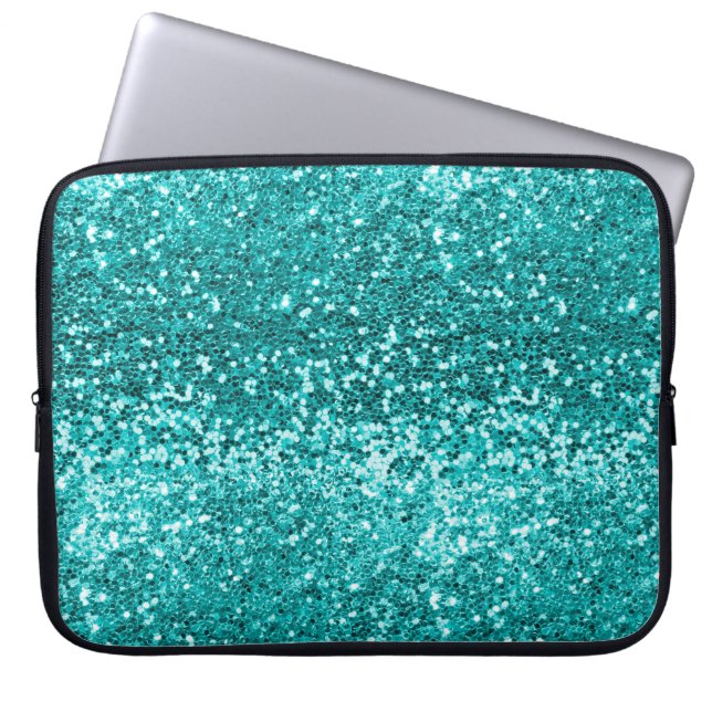 Chic Aquamarin Aqua Turquoise Glitzer Sparkone Laptopschutzhülle (Vorderseite)