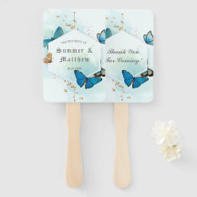 Chic Aquamarin Blue Painted Butterfly Wedding Dank