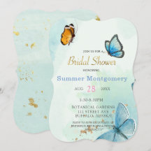 Chic Aquamarin Blue Watercolor Butterfly Brautpart