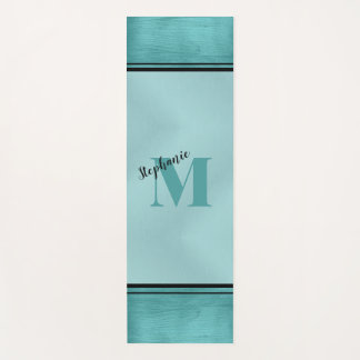 Chic Aquamarin Brushed Metal Mit Monogramm Elegant Yogamatte