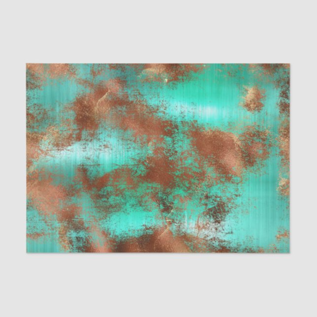 Chic Aquamarin Copper Boho Seidenpapier (Vorderseite)