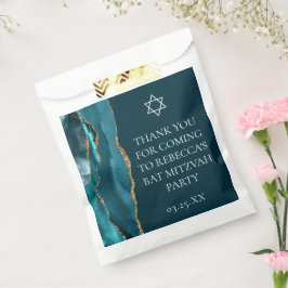 Chic Aquamarin Gold Bat Mitzvah Personalisiertes P Geschenktütchen