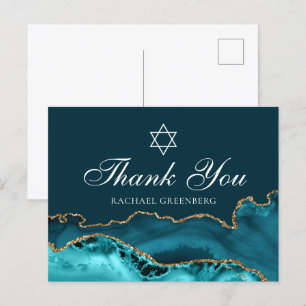 Chic Aquamarin Gold Personalisiert Bat Mitzvah Vie Postkarte