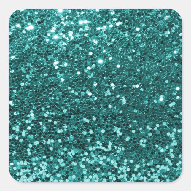 Chic Aquamarin Imitats Glitzer Quadratischer Aufkleber (Vorderseite)
