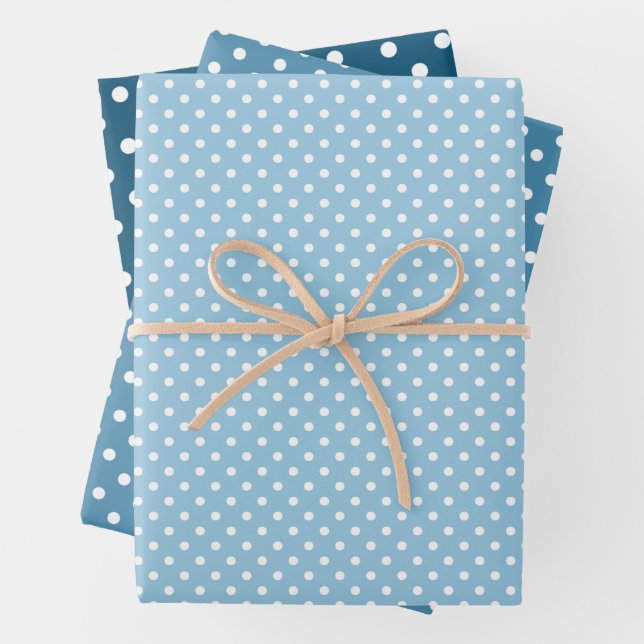 Chic Aquamarin Light Blue White Polka Dots Muster Geschenkpapier Set (Beispiel)
