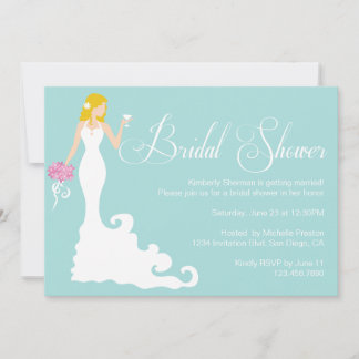 Chic Aquamarin Modern Bride Posh Brautparty Einlad Einladung
