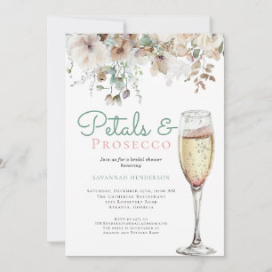 Chic Aquamarin Petals und Prosecco Blumenkohl Brau Einladung