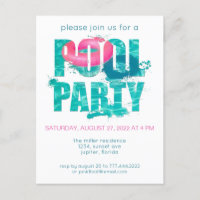 Chic Aquamarin Pink Pool Party Splash