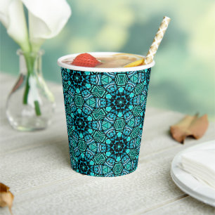Chic Aquamarin Türkis Retro Oriental Mosaik Muster Pappbecher