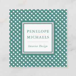 Chic Aquamarin und Blush Geometric Pattern Quadratische Visitenkarte