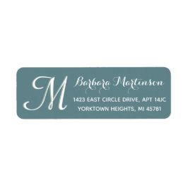 Chic Aquamarin White Custom Monogram Address Label