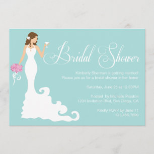 Chic-aquamarine moderne Braut-Posh Brautparty Einladung