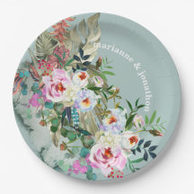 Chic Aquamarine Personalisiert Floral Eukalyptus