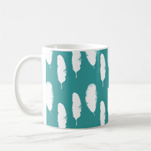 Chic-aquamarine weiße Federn Tasse