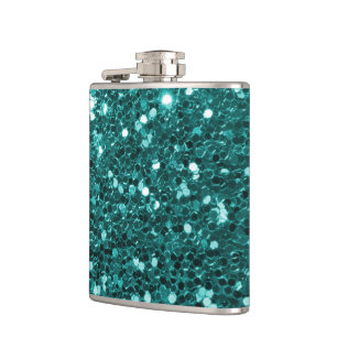 Chic-aquamariner Imitat-Glitzer Flachmann