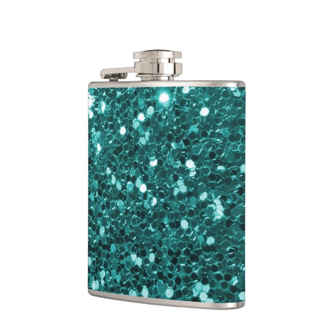 Chic-aquamariner Imitat-Glitzer Flachmann (Links)