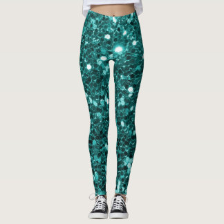 Chic-aquamariner Imitat-Glitzer Leggings