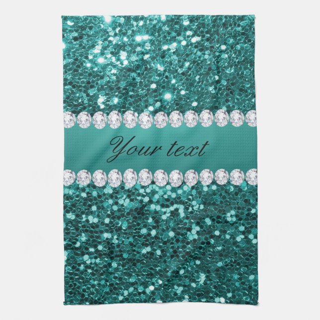 Chic-aquamariner Imitat-Glitzer und Diamanten Handtuch (Vertikal)