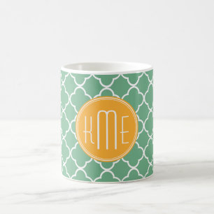 Chic aquamarines grünes Quatrefoil mit gelbem Tasse