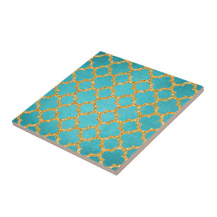 Chic-aquamarines Türkis-Marokkaner Quatrefoil Fliese