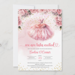 Chic Aquarell Ballerina Kleid Mädchen Baby Dusche Einladung