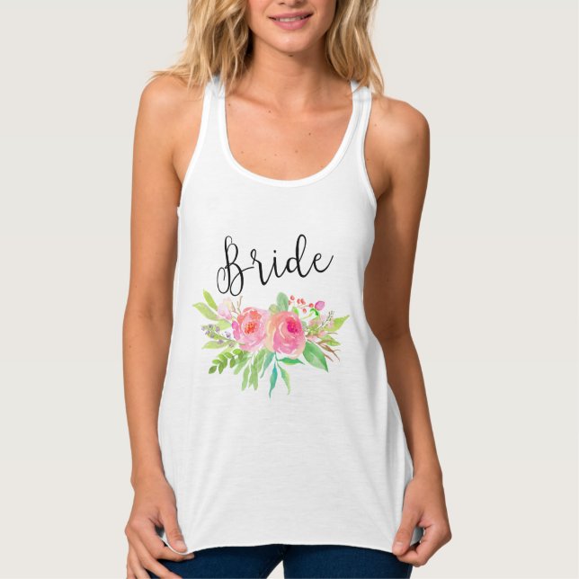 Chic Aquarell Floral Bride Tank Top (Vorderseite)