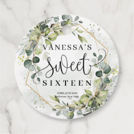 Chic Aquarell Grün und goldener Rahmen süß 16. Geschenkanhänger