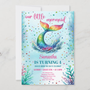 Chic Aquarell Regenbogen Meerjungfrau Schwanz 4. G Einladung