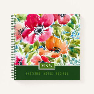 Chic Aquarellblumen Notizbuch