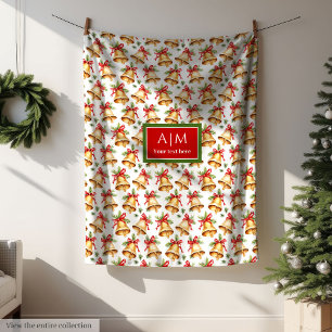 Chic Aquarellgold Weihnachtsglocken personalisiert Fleecedecke