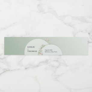 Chic Aquarellgrün Boho Boho Arch Blütenblüte Wasserflaschenetikett