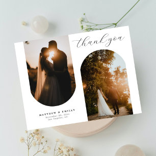 Chic Arch Foto Collage Minimal Hochzeit Vielen Dan Postkarte