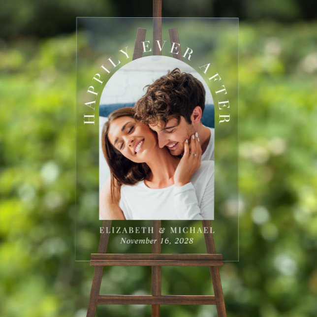 Chic Arch Foto White Wedding Willkommen Acrylschild (Von Creator hochgeladen)